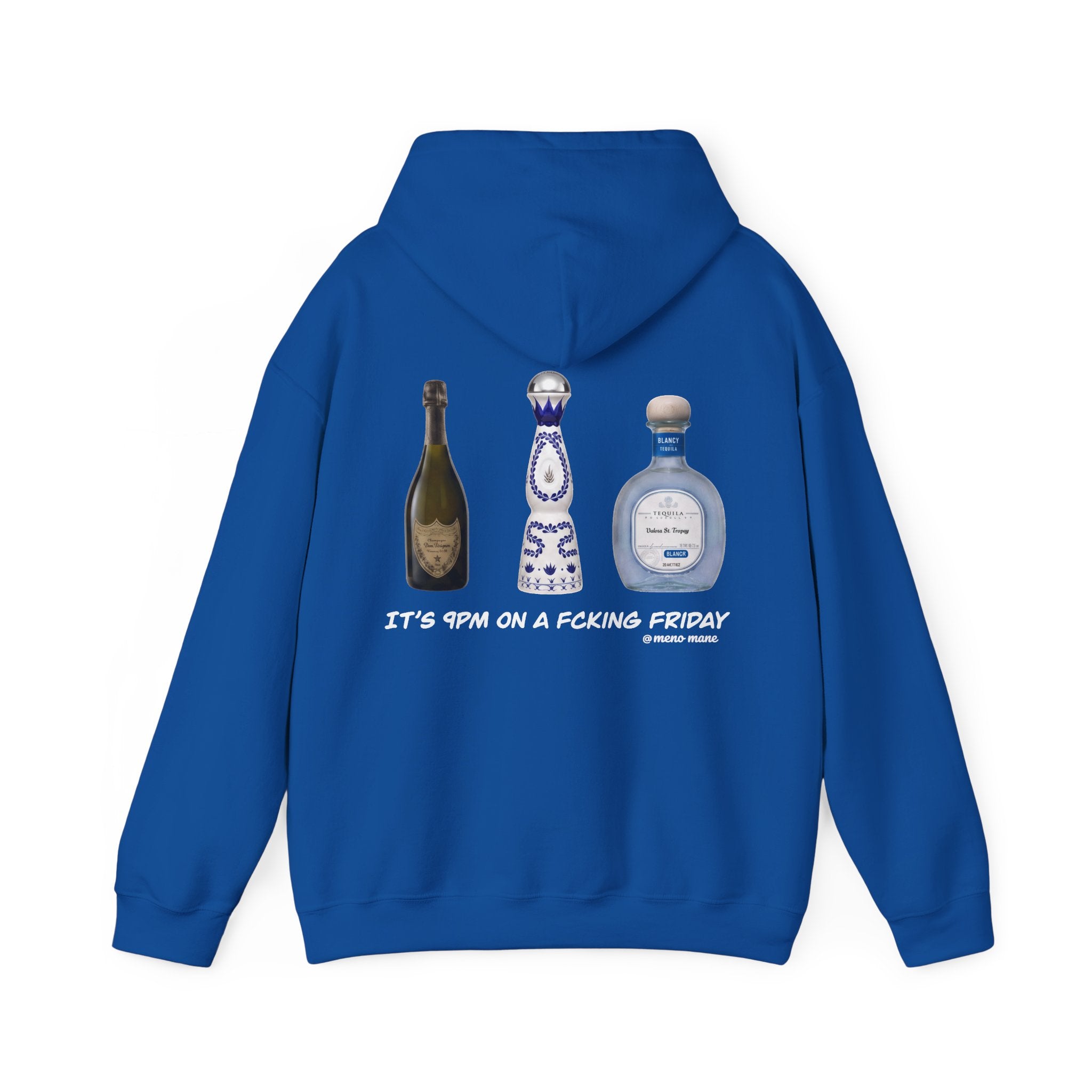 Tequila & Champagne Bottle Hoodie — Party Spirits Back Print